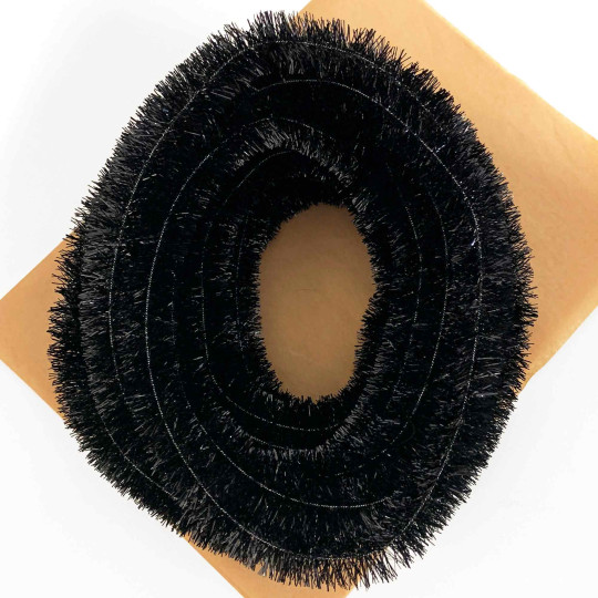 Black Metallic Wired Tinsel Trim or Garland ~ 7/8" wide ~ 10 meter length